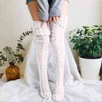 Calcetines Largos Casuales Para Mujer De Algodón Suave Impresión Sólida Thicker High Floor Socks Medias Hasta La Rodilla Para Otoño E Invierno - details 3