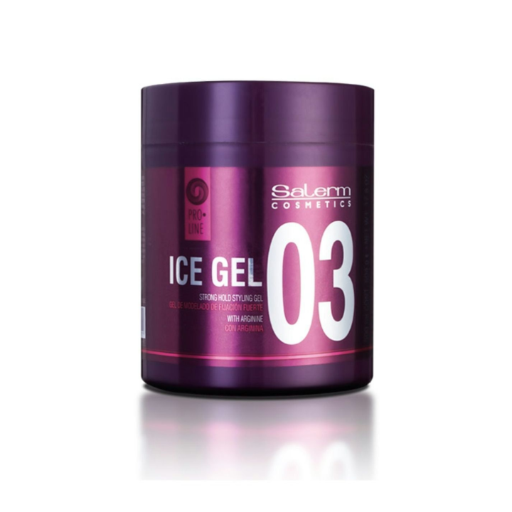 CasaSofia- SALERM - Gel Fijador para el Pelo - Ice Gel 03-500 ml - Fijación Fuerte - Gel Efecto Mojado - Fijación e Hidratación del Cabello - con Arginina - Fortalece la Fibra Capilar
