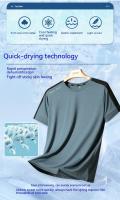 Camiseta De Hombros Desiguales Para Hombre Y Mujer Camiseta Deportiva De Verano Para Correr Corta Suelta De Seda Con Efecto De Hielo Secado Rápido - details 1