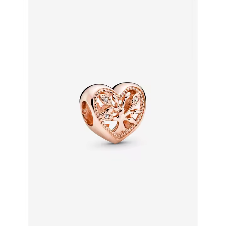 Charm Pandora Corazón Árbol Genealógico Recubrimiento en oro rosa de 14k 788826C01 - 1