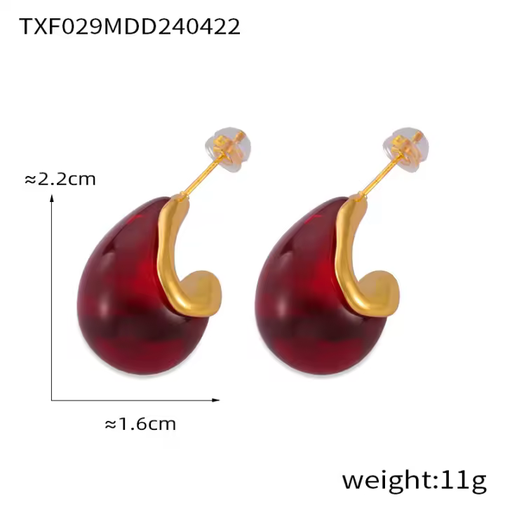 Pendientes brillantes para mujer, pendientes colgantes de hoja de arce de acero inoxidable 316L - 1
