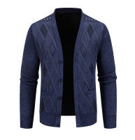 Chaqueta De Fleece Para Hombre Cardigan Grueso De Otoño E Invierno Elegante Y Ajustado Marcas De Lujo Abrigo De Cuello Alto Con Bolsillos Para Uso Diario - details 7