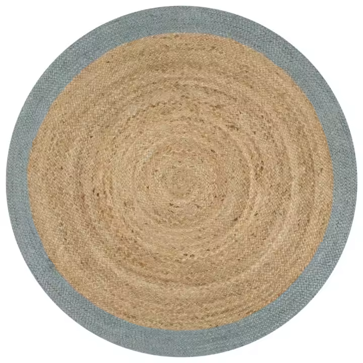vidaXL Alfombra hecha a mano de yute con borde 120 cm Color Verde oliva,  Gris,  Gris oscuro y mas Alfombras de área  Alfombra de Piso para Sala de Estar Dormitorio Habitación Salón - 1