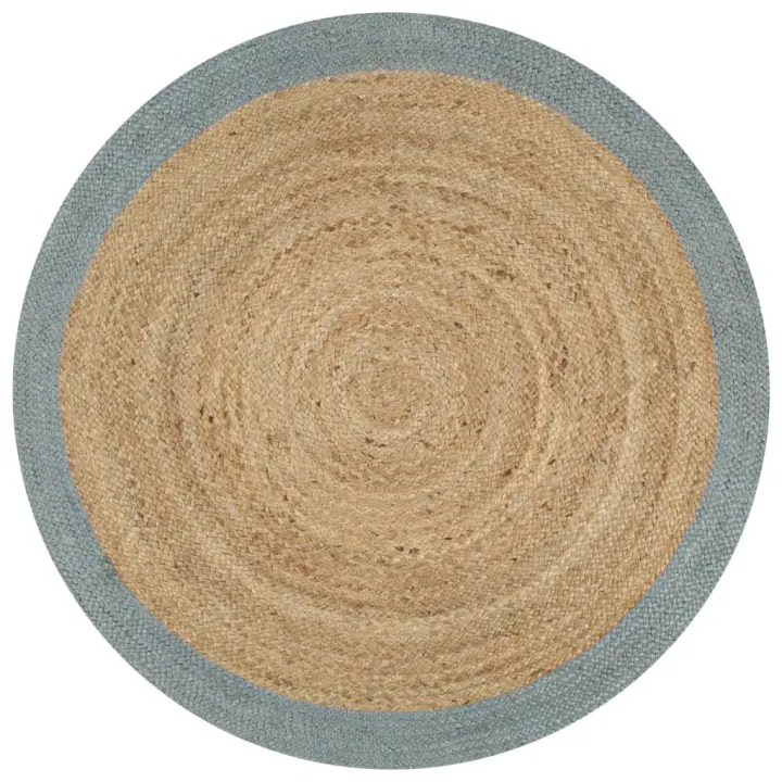 vidaXL Alfombra hecha a mano de yute con borde 120 cm Color Verde oliva,  Gris,  Gris oscuro y mas Alfombras de área  Alfombra de Piso para Sala de Estar Dormitorio Habitación Salón - 1