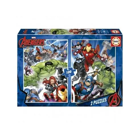 PUZZLE AVENGER 2X100-PIEZAS EDUCA BORRAS Raíz EDADES EDAD DE 6 A 9 AÑOS Todos los juguetes PUZZLES NIÑOS - 1