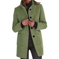 Chaqueta De Lana Para Mujer Con Bolsillos Cuello Lapel Larga Casual Invierno Abrigo Elegante De Color Sólido Talla plus - details 12