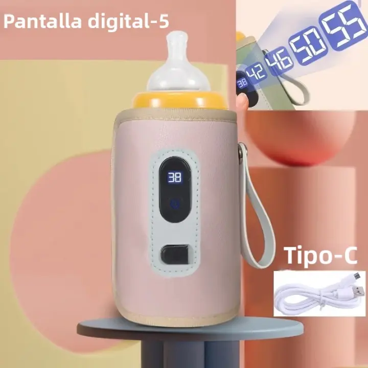 Bolsa Térmica Portátil Para Lactantes Calentador De Botellas De Leche Digital USB Impermeable Y Duradera Para Viajes 360ml - 1