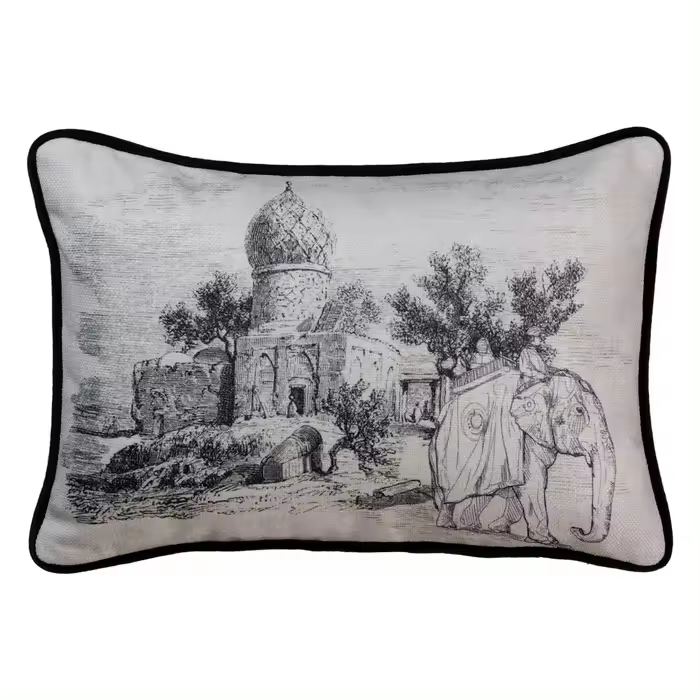 Elegante cojín con motivo de Palacio Indú (45 x 30 cm) - 1