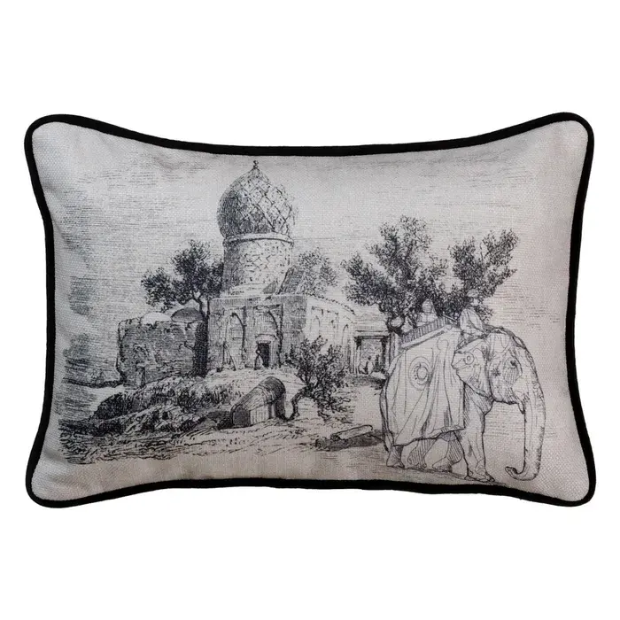 Elegante cojín con motivo de Palacio Indú (45 x 30 cm) - 1