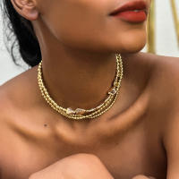 Collar Corto KunJoe Multicapa Color Oro Con Cuentas Irregulares Y Cadena Clavicular Para Mujer Joyería De Moda Nueva Geométrica Clásica Para Fiesta - details 8
