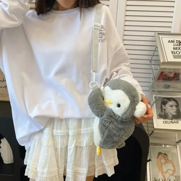 Mochila De Peluche Pingüino Kawaii Para Mujer Bolsa De Hombro Con Estilo Oveja Bolsa De Teléfono Móvil Y Monedas - 1