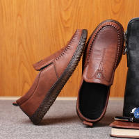 Zapatos Casuales Para Hombre De Cuero De Alta Calidad Mano Lazos Cómodos Transpirables Para Caminar Loafers Slip-on Para Conducir - details 9