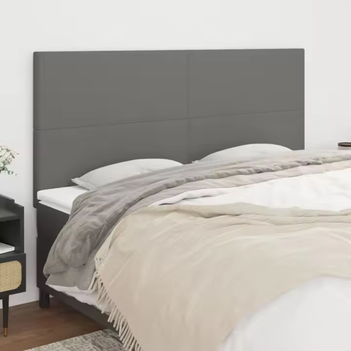 vidaXL Cabeceros 4 unidades de tela gris oscuro 90x5x78/88 cm - 1