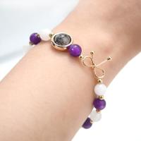 Pulsera - Mujer - Amatista Piedra Lunar - 18 cm-6mm-Elegante y amuleto de la supervivencia - details 1