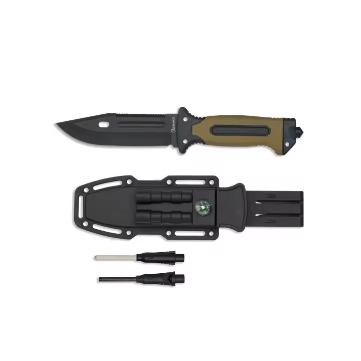 Cuchillo de supervivencia Outdoor con funda , brujula ,afilador ,silbato ,marca Albainox - 1