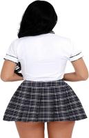 Disfraz Colegiala para Mujer Uniforme Escolar  Camisa Manga Corta+Minifalda Cuadro + Corbata  marca generica - details 3