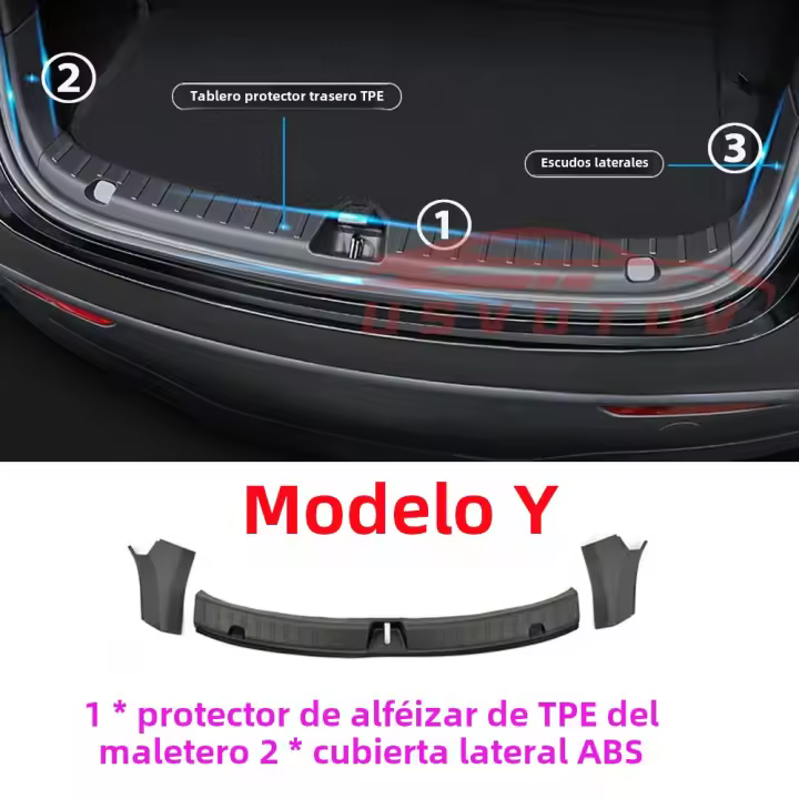 Cubierta De Protector De Puerta Trasera Para Tesla Model Y 2024-2021 En TPE De Goma Antideslizante Protector Anti- Suciedad Y Raspades - 1