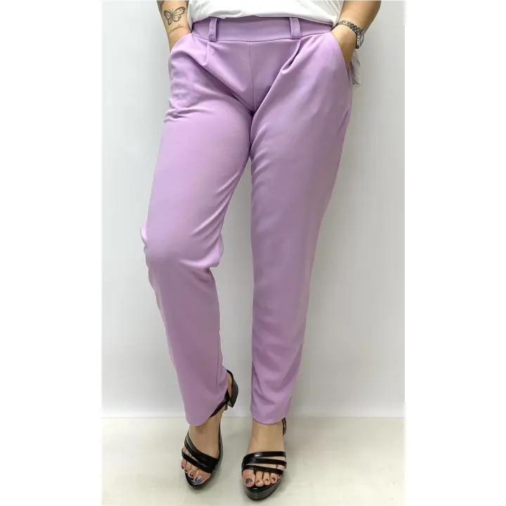 Pantalon Basico Vestir Malva - 1