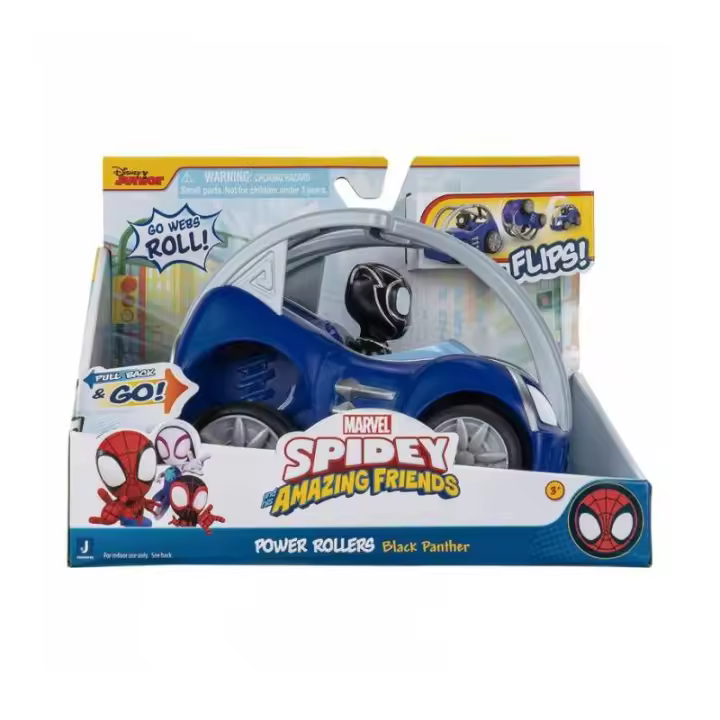 Hasbro SPIDEY COCHE POWER ROLLERS BLACK PANTHER DE JAZZWARES - Divertido y Exclusivo Coche de la Colección de Minifiguras - 1