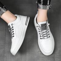 Zapatos Casuales Para Hombre Blancos Transpirables Moda Tenis Andar Conducir Patineta Plataforma Antideslizante Cuero Artificial - details 9