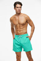 Shorts De Natación Para Hombre Verano Secado Rápido Shorts De Playa Con Bolsillos Laterales Y Encaje Interior Traje De Baño Monochromático - details 2