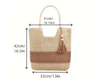 Bolsas de Playa de paja para Mujer, Bolsa de Playa Tejida, casual, Bohemian, Grande, Bolso de Hombre para Vacaciones - details 0