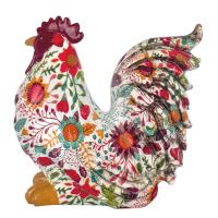 CAPRILO REGALOS & DECORACIÓN Figura Decorativa Rústica de Resina "Gallo Multicolor Floreado" Adornos y Esculturas. Animales. Regalos Originales. Decoración Hogar. 21 x 12,50 x 19 cm - details 2