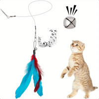Juguete Interactivo Para Gatos 5 Piezas Plumas Con Campana Para Ejercicio Y Rascado De Gatos Juguetes Para Gatos Kittens - details 0