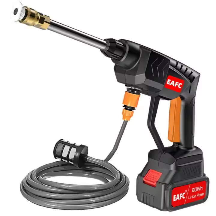 Pistola de lavado de alta presión inalámbrica para coche, 60 bar, 21 V, 500 W, pistola de agua eléctrica, para el hogar - 1