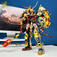 Bloques De Construcción HUIQIBAO Negro SunWuKong Guerriero Mecha Robot Figura De Acción MOC Juguetes De Construcción Para Niños Exhibición De Ciudad - details 1