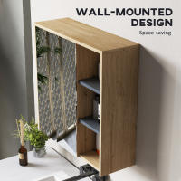 HOMCOM Mueble de baño con espejo Mueble de baño con espejo de pared con 3 estantes abiertos 2 puertas con espejo 60 x 20 x 60 cm madera natural - details 4