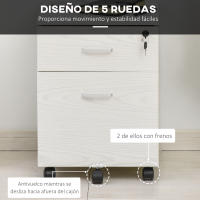 Vinsetto Archivador Móvil para Archivos A4 con Ruedas Gabinete de Archivos Suspendidos con 2 Cajones y Cerradura 40x45x55,6 cm - details 6