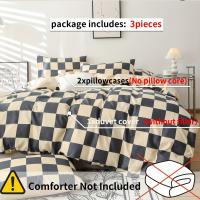 Juego De Sábanas Con Estampado Cuadriculado 3 Piezas Para Dormitorio Y Habitación De Invitados (1 Funda De Edredón + 2 Fundas De Almohada, Sin Relleno) Material De Algodón 100% Técnica De Tejido Otras Estilo Geométrico - details 5