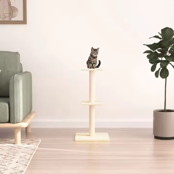 vidaXL Rascador para Gatos con Postes Árbol Torre de Escalada Sisal Color Crema,  Gris claro,  Gris oscuro y mas - 1