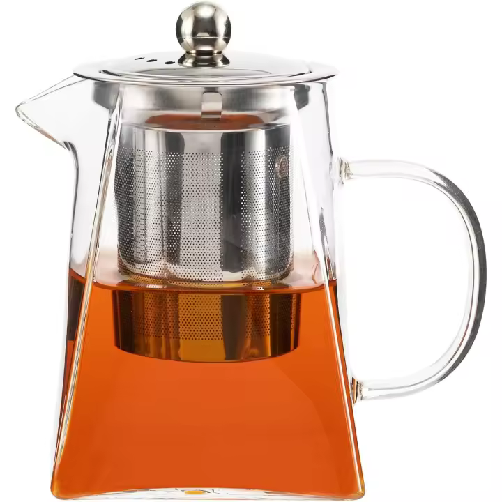 Tetera de cristal de 550 ml Tetera pequeña con infusión, Tetera con infusor, Tetera con infusor, Tetera con Infusor de arce inoxydable - 1
