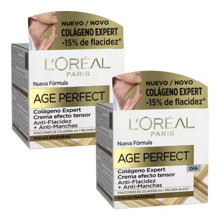 L'ORÉAL PARIS Age Perfect Pack de 2 Cremas Día Efecto Tensor Anti-Flacidez + Anti-Manchas 50 ml (100 ml en total) - 1