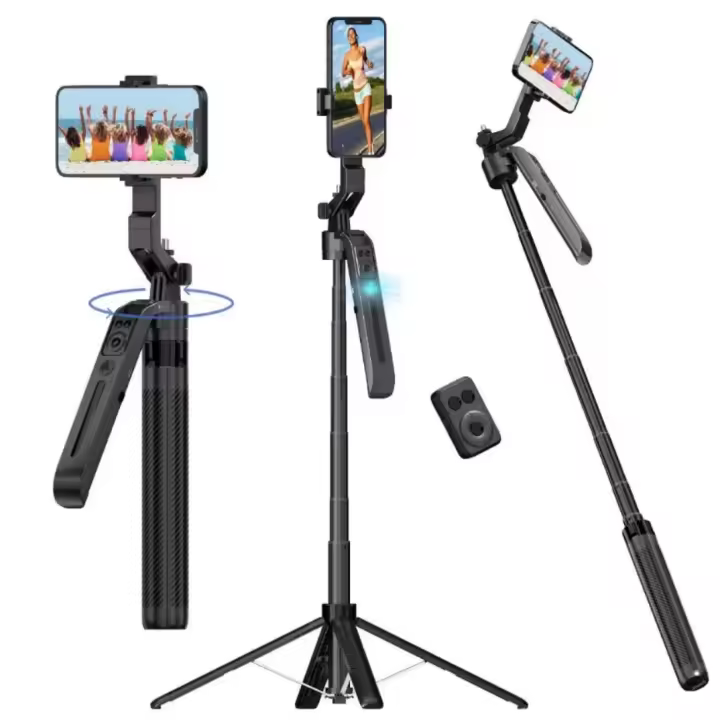 FGNS Trípode Inteligente con Seguimiento Facial Automático 360°, Extensible de 32.5cm a 180cm, con Sensor de Movimiento y Control Remoto para Vlog, Video y Transmisión en Vivo -