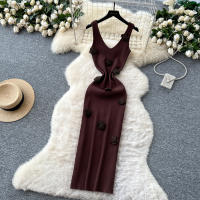 Vestido Wrap Sin Mangas De Encaje Floral REALEFT Para Mujer Elegante V-Neck Cintura Ajustada Longitud Media Pierna Vestido De Verano - details 26