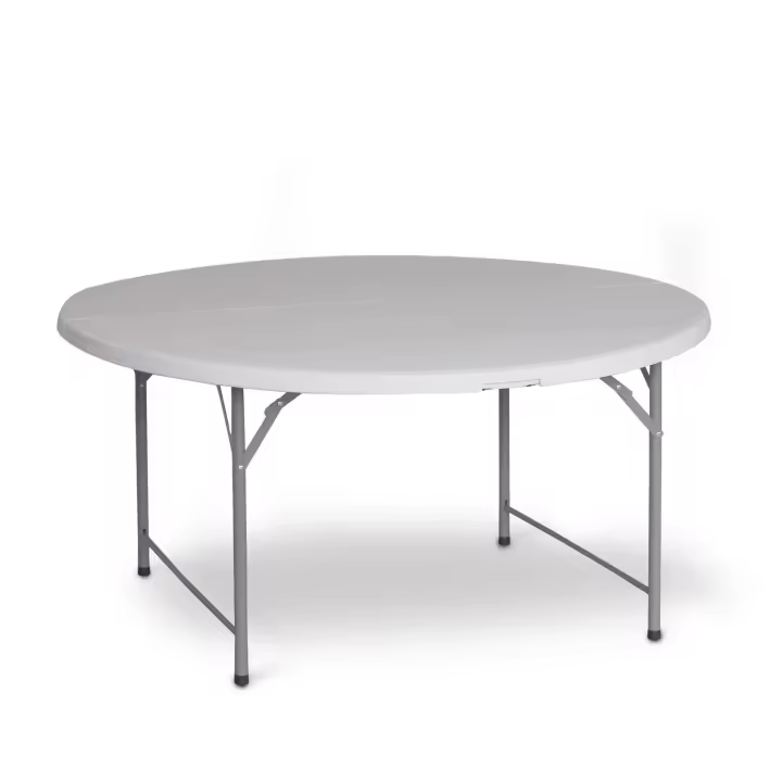 Gardiun Mesa Redonda Plegable y Portátil Gardiun New Koln Ø122x74 cm de Resina en Color Blanco con Asa y Sistema de Bloqueo - 1