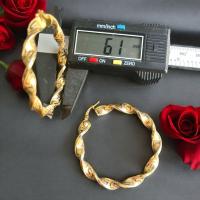 ( ARO ) Pendientes Aro Greca Retorcido Gran Tamaño  6 mm / 50 mm Oro 18 Kilates con Certificado de Calidad - details 3