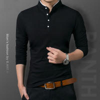 Camiseta Polo Casual Para Hombre Manga Larga Transpirable Y Cómoda Algodón Sólido Verano Moda Negocios Top Regular - details 2