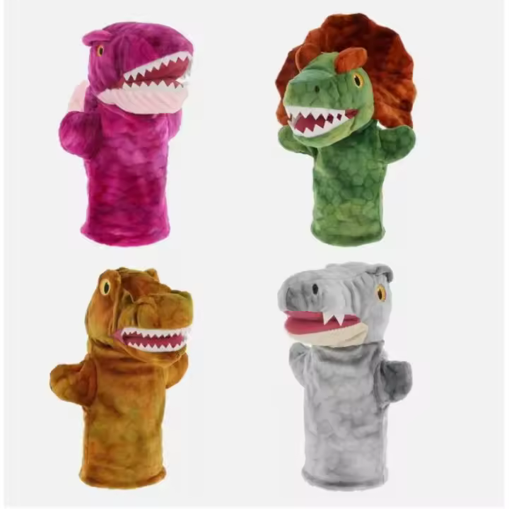 Keel toys Marioneta de dinosaurios de 27 cms. Marionetas de peluche ecologicas 100% recicladas super suaves (1 unidad se sirve aleatoriamente, si desea una en concreto nos lo comunique por chat) - 1