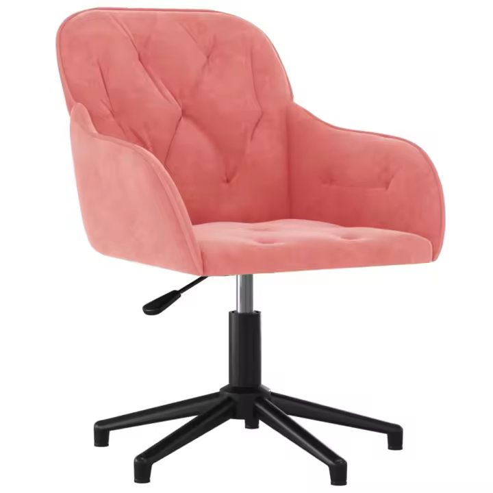 Silla de oficina giratoria de terciopelo rosa - 1