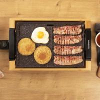 Cecotec 3091 Tasty&Grill 2000 Bamboo MixStone. Plancha de asar eléctrica de 2000 W Estructura Bambú Termostato regulable Superficie mixta Grill y plancha Revestimiento RockStone Apta lavavajillas - details 1