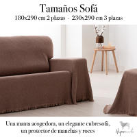 HIPERMANTA. Colcha Foulard multiusos ALGODÓN modelo JASPEADO. Medida: 180x260 cm. Para CAMA 90CM y SOFA DE 2 PLAZAS . - details 1