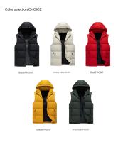 Chaqueta De Invierno Para Hombre Con Capucha Chaqueta De Vestido Sin Mangas Casual Sólida Cálida Con Forro De Poliéster Impermeable Outerwear De Otoño Para Hombres - details 4