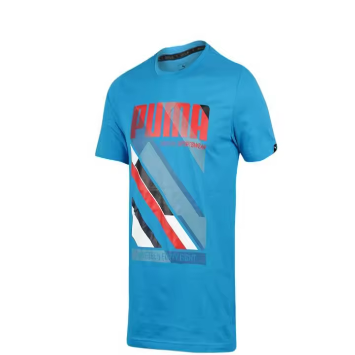 Camiseta Puma Gráfica Azul Hombre Deporte Cómoda Transpirable - 1