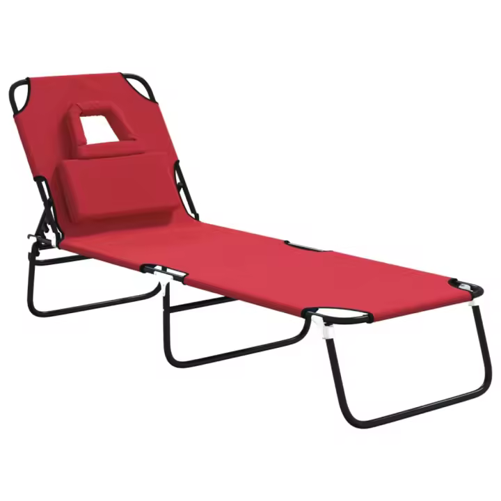vidaXL Tumbona plegable acero recubrimiento en polvo tela Oxford Azul, Negro, Rojo Sillas de Exterior Ideal para jardín, playa, piscina, terraza Tumbona Piscina Tumbonas Playa Tumbonas Jardín Exterior - 1