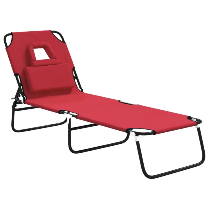 vidaXL Tumbona plegable acero recubrimiento en polvo tela Oxford Azul, Negro, Rojo Sillas de Exterior Ideal para jardín, playa, piscina, terraza Tumbona Piscina Tumbonas Playa Tumbonas Jardín Exterior - 1