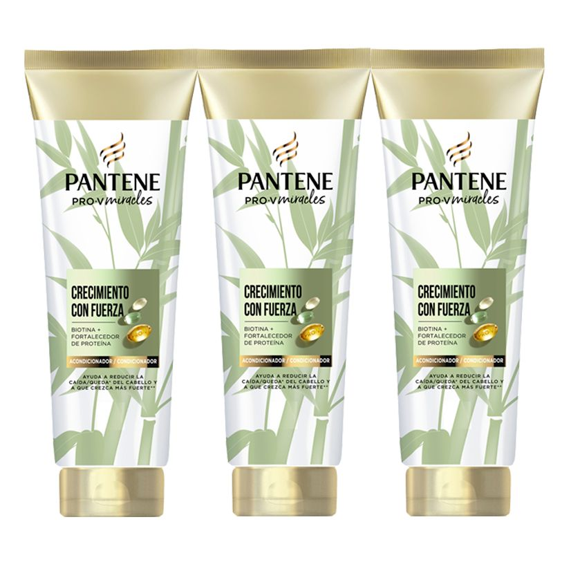 Pantene | Pro-V Miracles Crecimiento con Fuerza Acondicionador Fortificante Para Pelo Seco y Dañado, con Biotina y Proteínas. Reduce la Caída del Pelo 3x325ML
